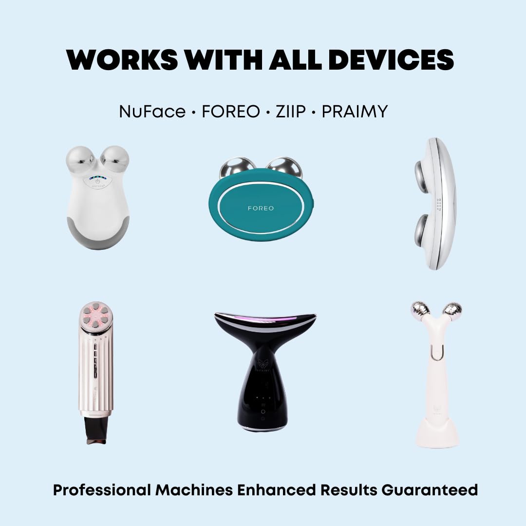 PRAIMY GLOW ROSE Premium Microcurrent Conductive Gel for Face | Facial RF Treatment Microcurrent Activator with Hyaluronic Acid, Collagen & Vitamin C for All Devices NuFace, FOREO, ZIIP (3.3oz)