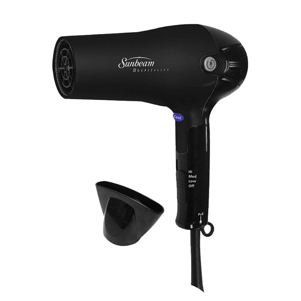Sunbeam Retractable Cord Folding Handheld Hair Dryer with Concentrator, 1875 Watts, Cool Shot Button, Tourmaline Ionic, Black