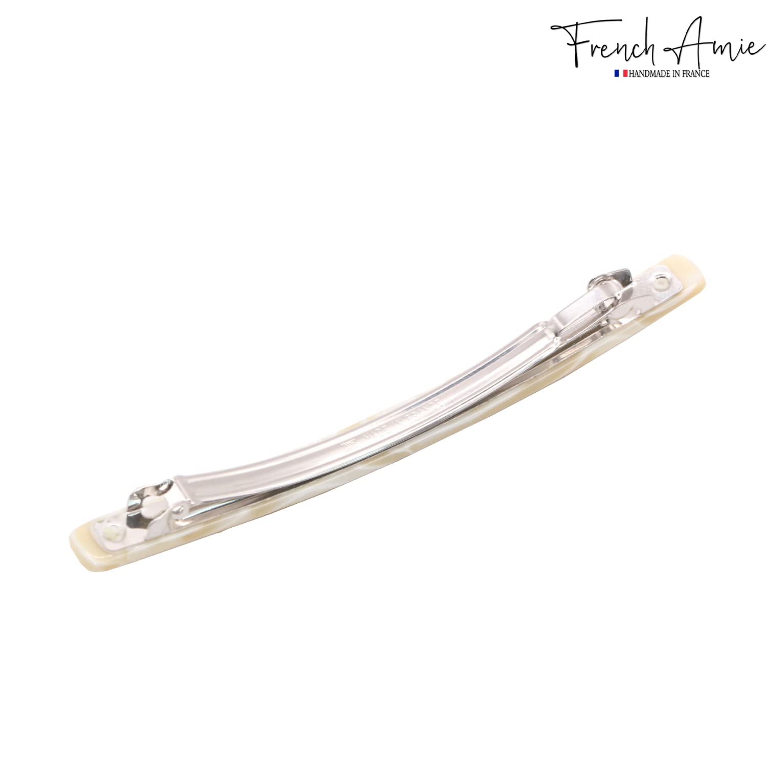 French Amie Long And Thin Handmade Celluloid Pearl Ivory Hair Clip Barrette 4 Inches (Cream Nouget)