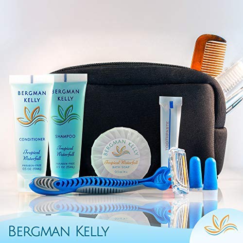 BERGMAN KELLY Sanitary Soap Bars in Bulk (Tropical Waterfall, 0.5 oz, 100PK), Small Individually Wrapped Round Soap, Hotel Toiletries Travel Size for Airbnb, Motel, Guest Bathroom