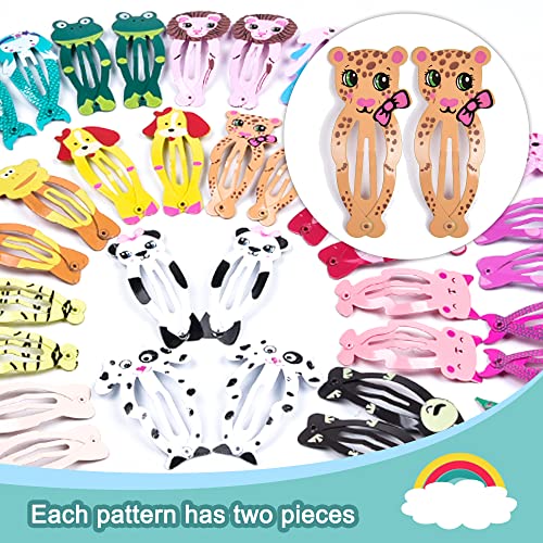 IKOCO Hair Clips for Girl, 42Pcs Animal Pattern Snap Hair Clips, Cartoon Design Barrettes for Toddler Girls