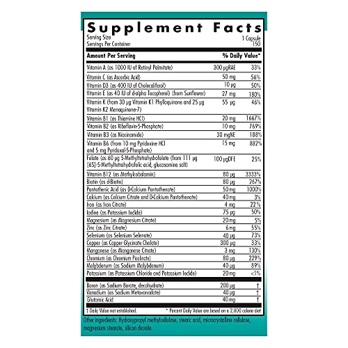 Nutricology Multi-Vi-Min Supplement - Multivitamin for Men & Women, with Iron, Daily Vitamins, for Adults, High Potency, Bioavailable, Vegetarian Capsules - 150 Count