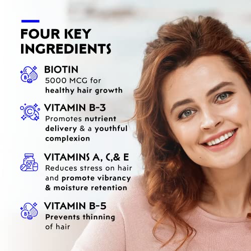 Elon Matrix 5000 Complete Multivitamin — Skin, Hair and Nail Growth Vitamins — Healthy Hair Growth Vitamins for Women & Men — 5000Mcg Biotin Supplement (60 Day Supply)