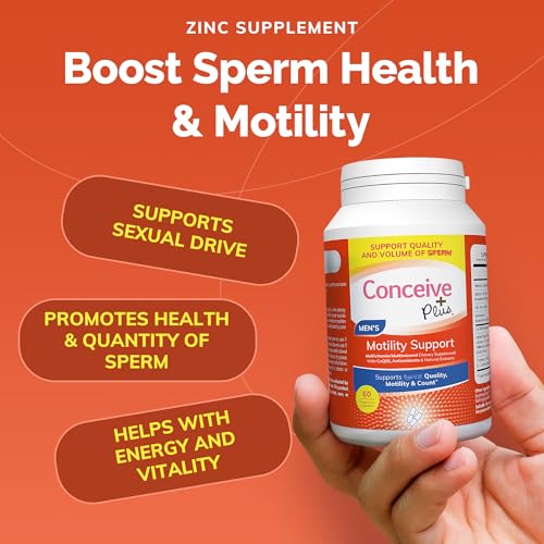 CONCEIVE PLUS Motility Boost for Men - Sperm Count Booster with Vitamin D, Vitamin E, Zinc, Spermidine, Antioxidants - Sperm Count, Sperm Motility - Multivitamin Supplement for Men Sperm - 60 Caps