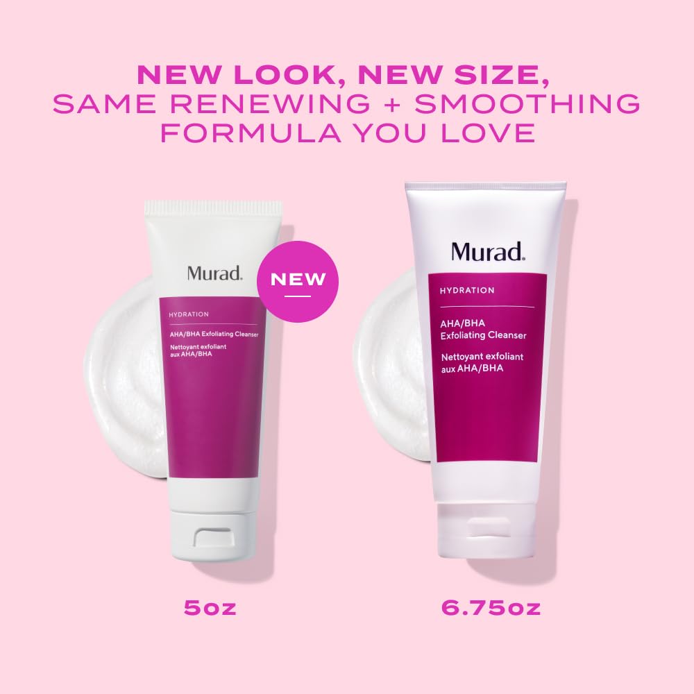 Murad AHA/BHA Exfoliating Cleanser - Hydration Exfoliating & Moisturizing Salicylic, Lactic and Glycolic Acid Face Wash - Creamy Skin Smoothing Treatment Backed by Science, 5 Fl Oz