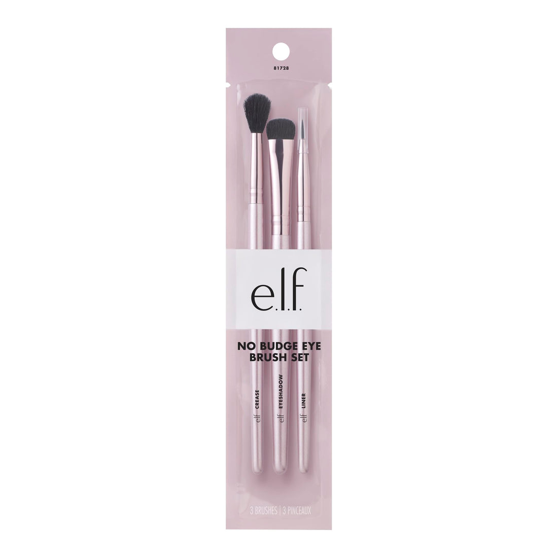 e.l.f. No Budge Brush Trio, 3-Piece Eyeshadow Brush Set For Applying & Blending Color, Use With The No Budge Cream Eyeshadows, Vegan & Cruelty-Free