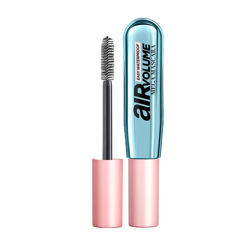 L’Oréal Paris Makeup Air Volume Mega Mascara, Lightweight & Long-lasting Volumizing Mascara for Voluminous Eyelashes, Waterproof Black, 0.3 Fl Oz