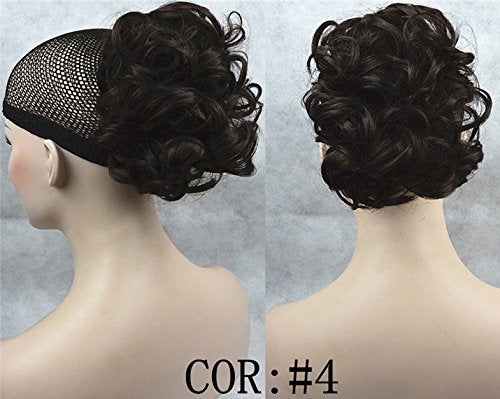 Lydell Short Ponytail Hair Extension Wavy Synthetic Hair-Piece with Jaw Claw (#4 Dark Brown)