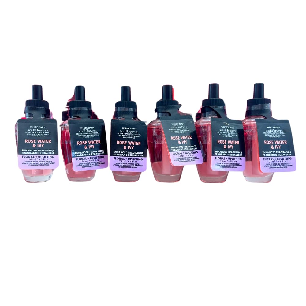 Bath & Body Works ROSE WATER & IVY Wallflowers Fragrance Refill 6-pack, 0.8 fl oz each
