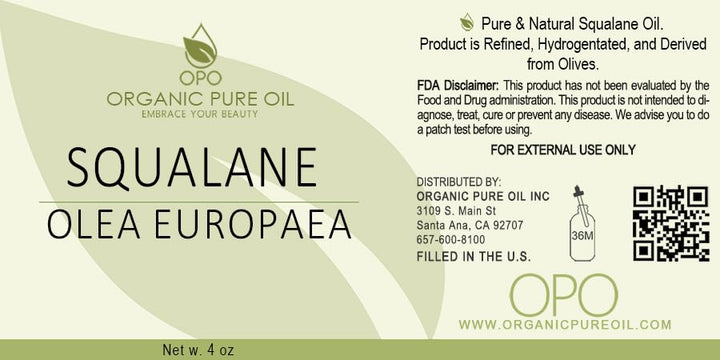 Squalane Oil - Pure, Refined, Plant-Derived, Non-GMO Squalene from Olives - 4 oz Glass & Dropper - Ultra Hydrating Carrier Facial Oil for Face, Skin, Hair, Body, Scalp & More - For All Skin Types