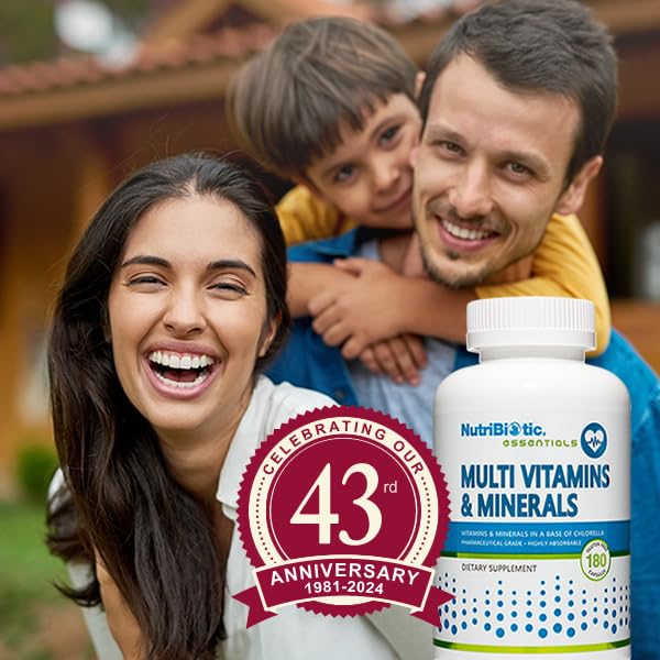 NutriBiotic – Multi Vitamins & Minerals, 180 Ct Capsules (Formerly Hypoallergenic Multiple) | 72 Pure Trace Elements in a Base of Chlorella | Pharmaceutical-Grade & Highly Absorbable | Gluten Free