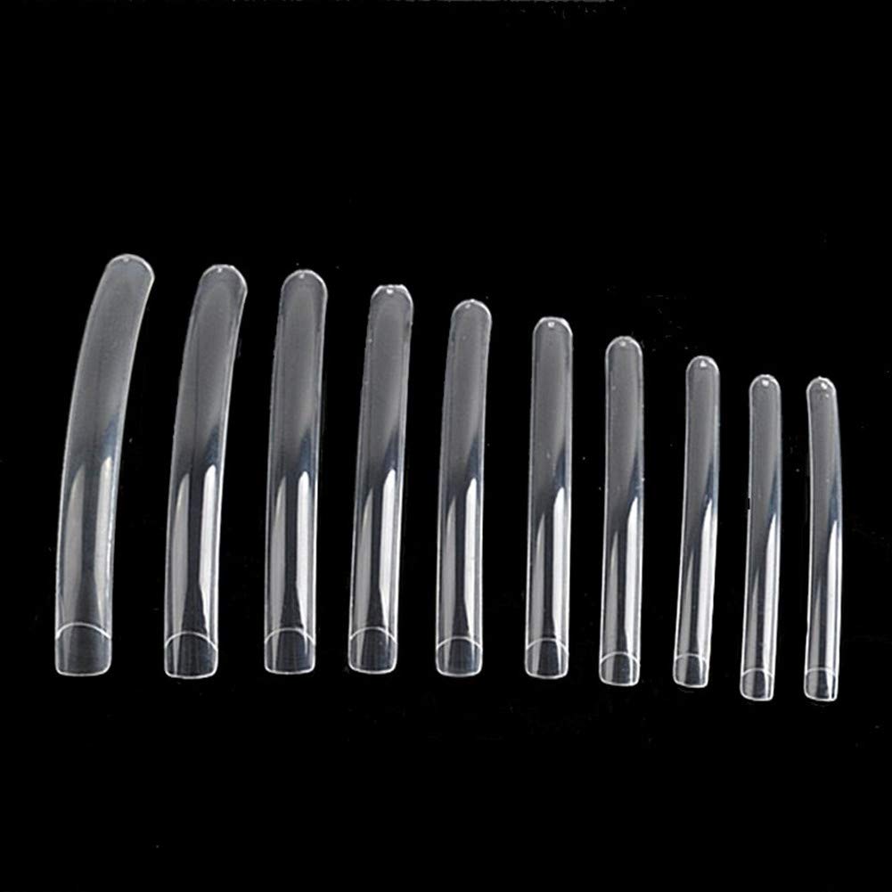 Yimart 100pcs White/Clear/Natural Extra Long Curve Nail Tip UV Gel French Acrylic False Nail Art Salon long Tips (Clear)