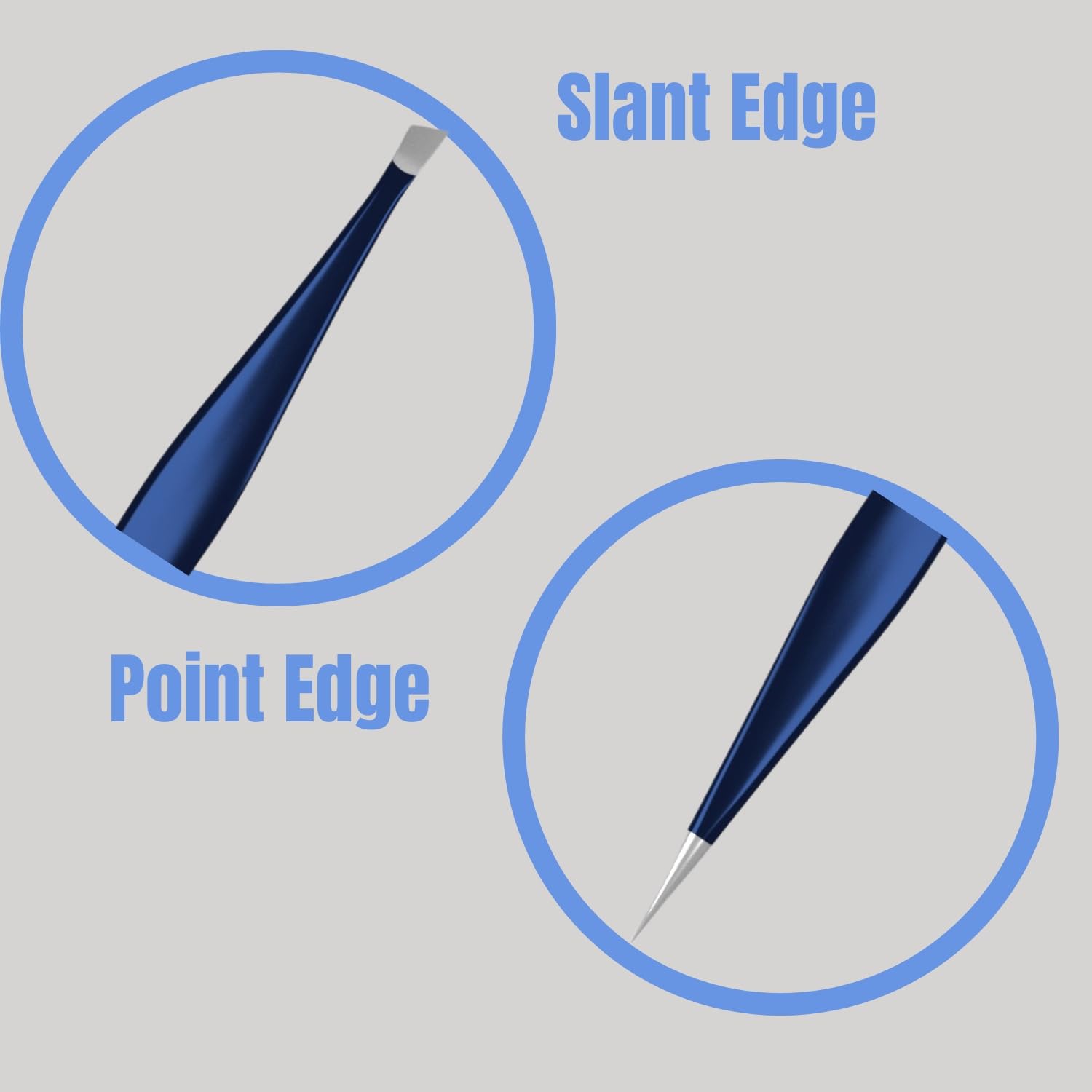 Suvorna 4 Precision Aligned Professional Tweezers Color Sets with Premium Stainless Steel. One Sharp Pointed Pair and One Slant Tip Pair for Eyebrow Shaping. Great for Ingrown Hair. (Blue)