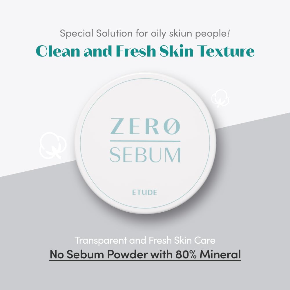 ETUDE Zero Sebum Drying Powder 4g (23AD) | Lightweight Oil Control No Sebum Loose Face Powder with 80% Mineral | Long Lasting for Setting or Foundation Makes Skin Downy, Korean Makeup, Kbeauty