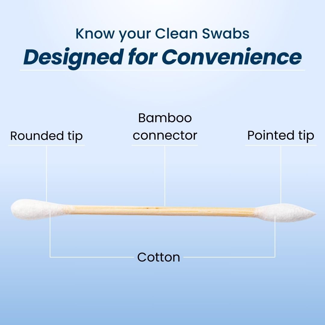 Clean Skin Club Clean Swabs, 2 Pack, 1000 Total Count, One Pointed Tip, Biodegradable + Organic Cotton & Bamboo, Makeup & Nail Polish EyelinerTouch-ups, Ear Cleaning QTips, Sterile, Hypoallergenic