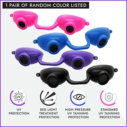 Super Sunnies Evo Flex Flexible UV Eye Protection, FDA Compliant Individual Tanning Bed Goggles, Random Color, 1 Count