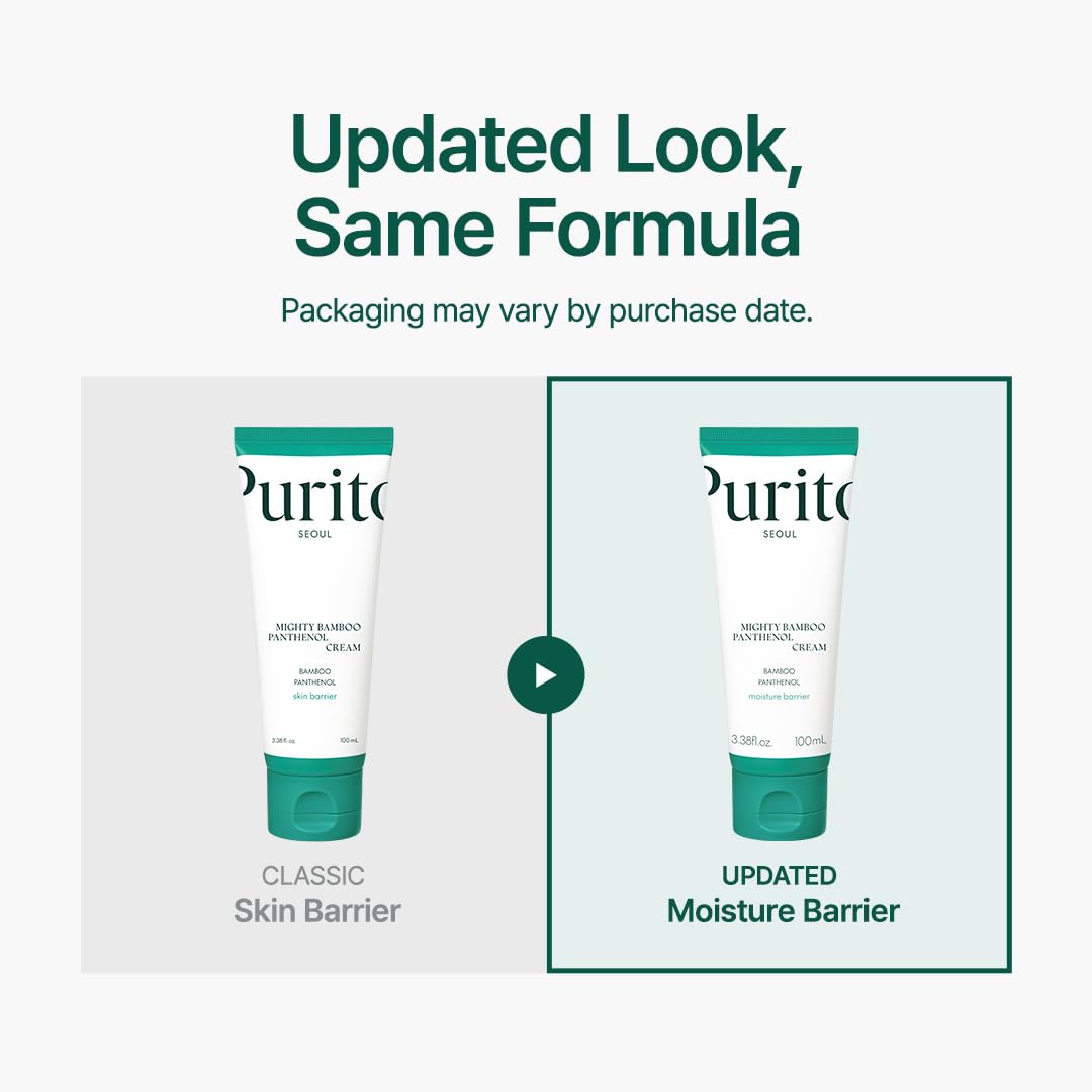 PURITO Mighty Bamboo Panthenol Cream, Glow Cream, Skin Barrier Repair, for All Skin Types, Daily Face Moisturizer, Glass skin, Vegan, Korean Skin Care 3.38fl.oz / 100ml