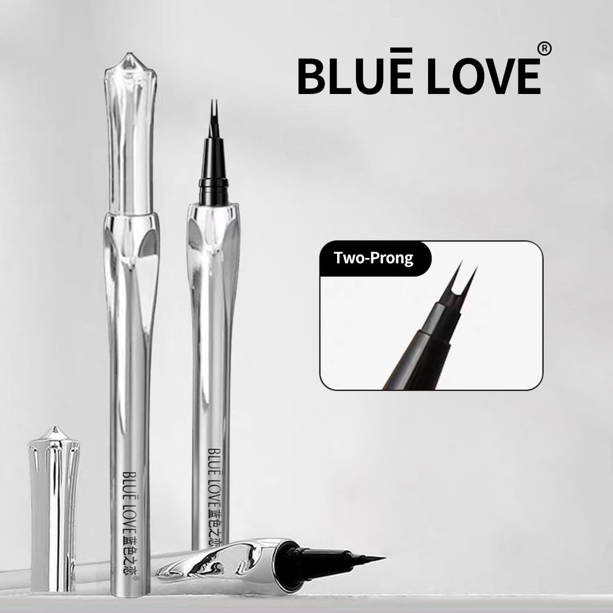 BLUE LOVE Two-Prong Eyebrow Pen - Waterproof Microblading Eyebrow Makeup for Women, Long-lasting Formula for Natural Strokes, All-Day Wear (Brown)