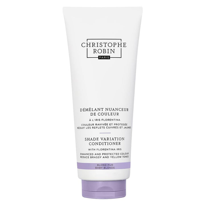 Christophe Robin Shade Variation Baby Blonde Toning Purple Conditioner with Florentina Iris, Neutralizes Brassy, Yellow Tones for Blonde, Bleached, Silver, Highlighted Hair 200ml
