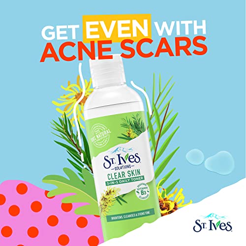 St.Ives Solutions 3-in-1 Face Toner For Combination to Oily and Acne Prone Skin Clear Skin Made with 100 percent Natural Tea Tree Extract, Vitamin B3, Micellar Water Technology, and Witch Hazel 8.5 oz