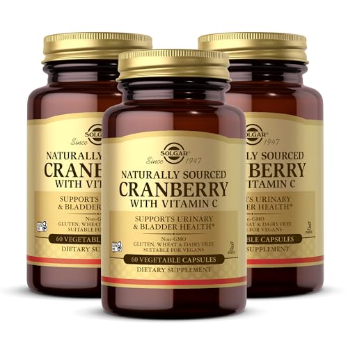Solgar Cranberry with Vitamin C - 60 Vegetable Capsules, Pack of 3 - Supports Urinary & Bladder Health - Non-GMO, Vegan, Kosher, Gluten Free - 180 Total Servings