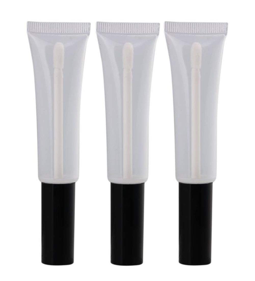 ASTRQLE 10 Pcs 15ml Empty Clear Plastic DIY Lip Gloss Tube Container Bottle Jar Pot with Brush
