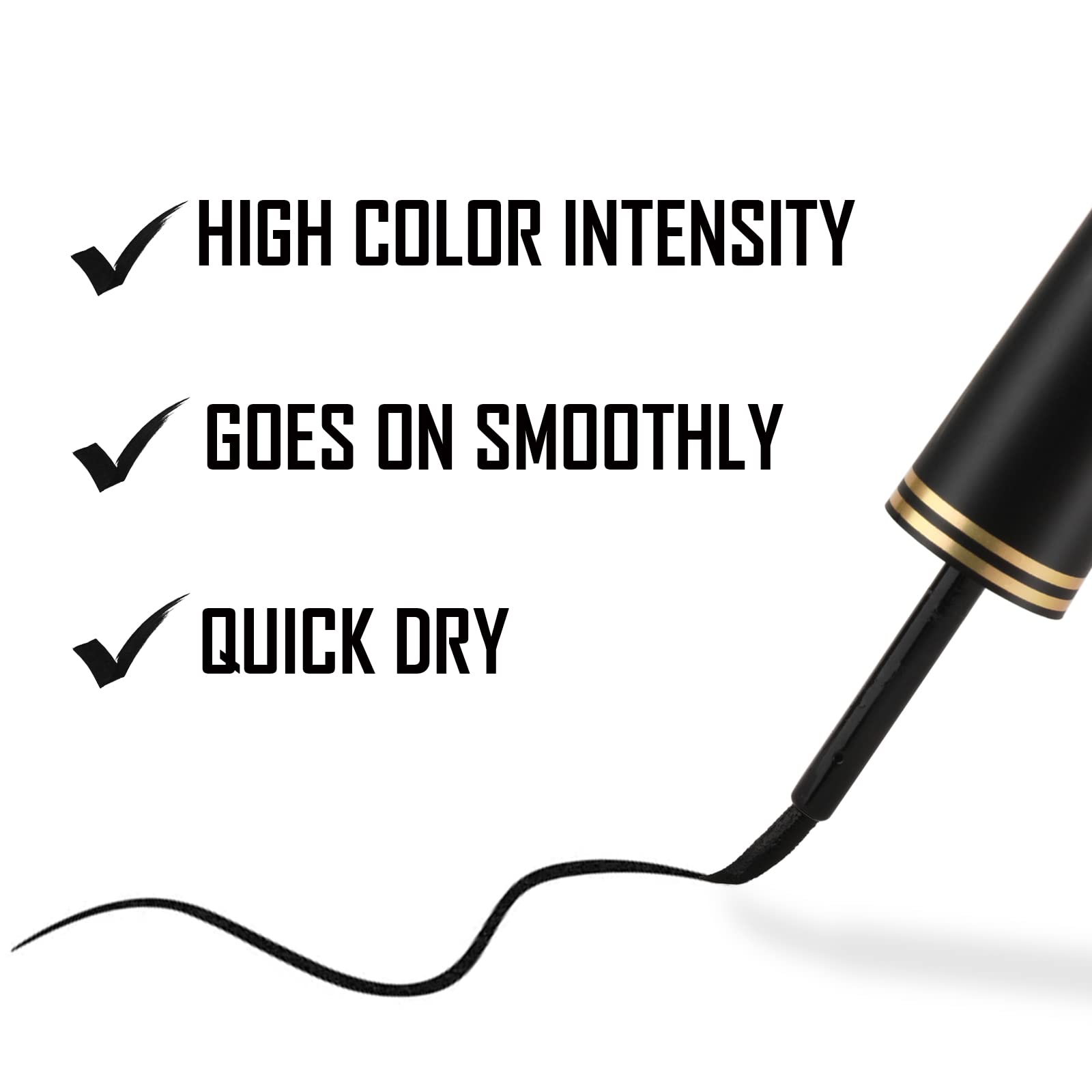 Boobeen Black Ink Liner, Liquid Eyeliner Makeup Waterproof Eyeliner Pen Long Lasting, Precision Brush Tip, Goes on Smoothly