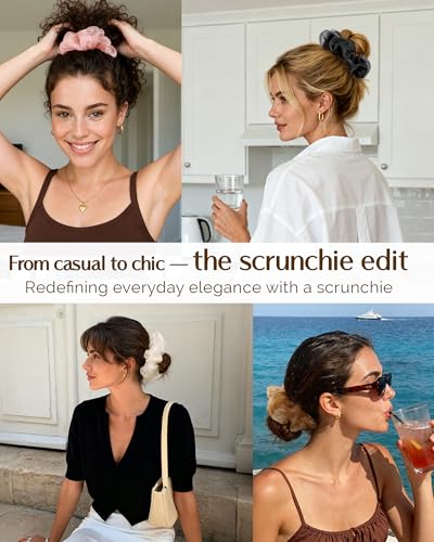 Yanibest Hair Scrunchies for Women - 4 Pcs Breeze Satin Scrunchies, Soft Ponytail Holders, No Crease Hair Ties Hair Accessories