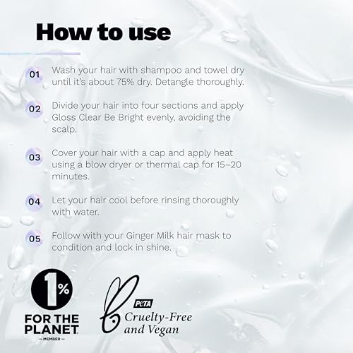 Ginger Milk Hair Gloss Clear Shine and Color-Enhancing Treatment with Hyaluronic Acid, Semi-Permanent Color for Dull & Dry Hair Sulfate Free | BE BRIGHT 5 Fl Oz | 150 ml