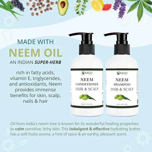 Zatural Neem Shampoo & Conditioner Natural Healing, Moisturizing, & Soothing Kit Protiect Sensative Saclp & Hair (8oz Shampoo & 8oz Conditioner)