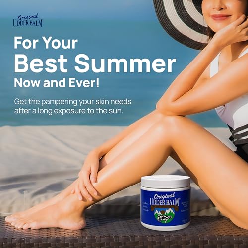 Original Udder Balm (NOT Cream or Lotion Body Moisturizing and Soothing for Dry, Cracked, Flaky, Rough Skin, 16 oz Jar, Lemon Scent