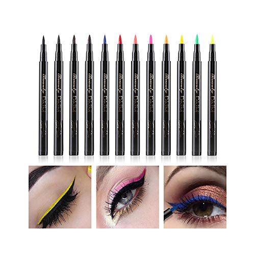 DNM Cat Eye Makeup Waterproof Neon Colorful Liquid Eyeliner Pen Make Up Comestics Long-lasting Black Eye Liner Pencil Makeup Tools (green)