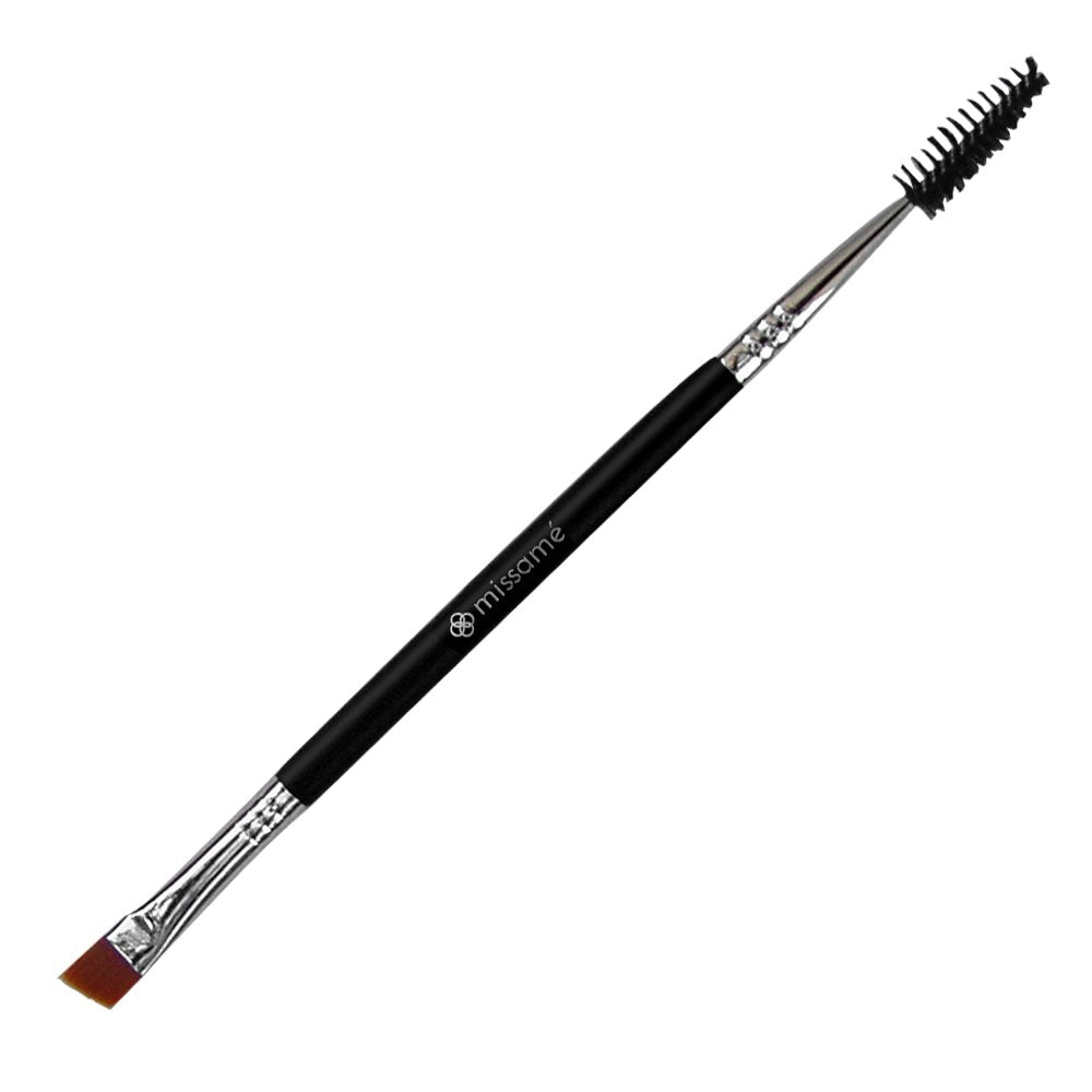 Metal Eyelash Comb and Double Ended Angled Eyebrow Brush with Spoolie, 2pcs Set Professional Tools for Pomade, Gel, or Powder Makeup, Best to Define Lash & Brow Cosmetics