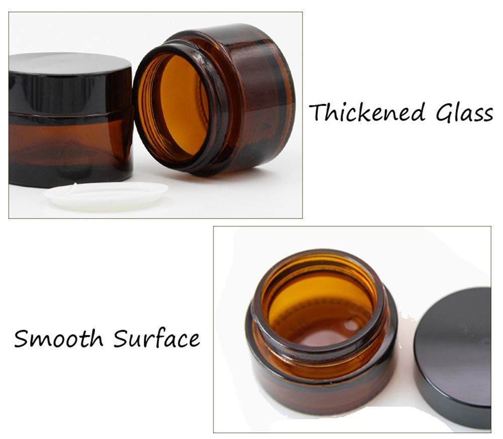 Ericotry 10Ml: 6Pcs 10Ml Amber Glass Jar Empty Refillable Cosmetic Face Cream Lip Balm Storage Jars Bottle Container Pot with Liners and Screw Black Lid for Make Up Essential Oils Lotion