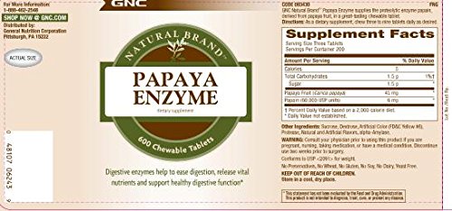 GNC Natural Brand Papaya Enzyme, 240 Tablets, Supports Healthy Digestive Function