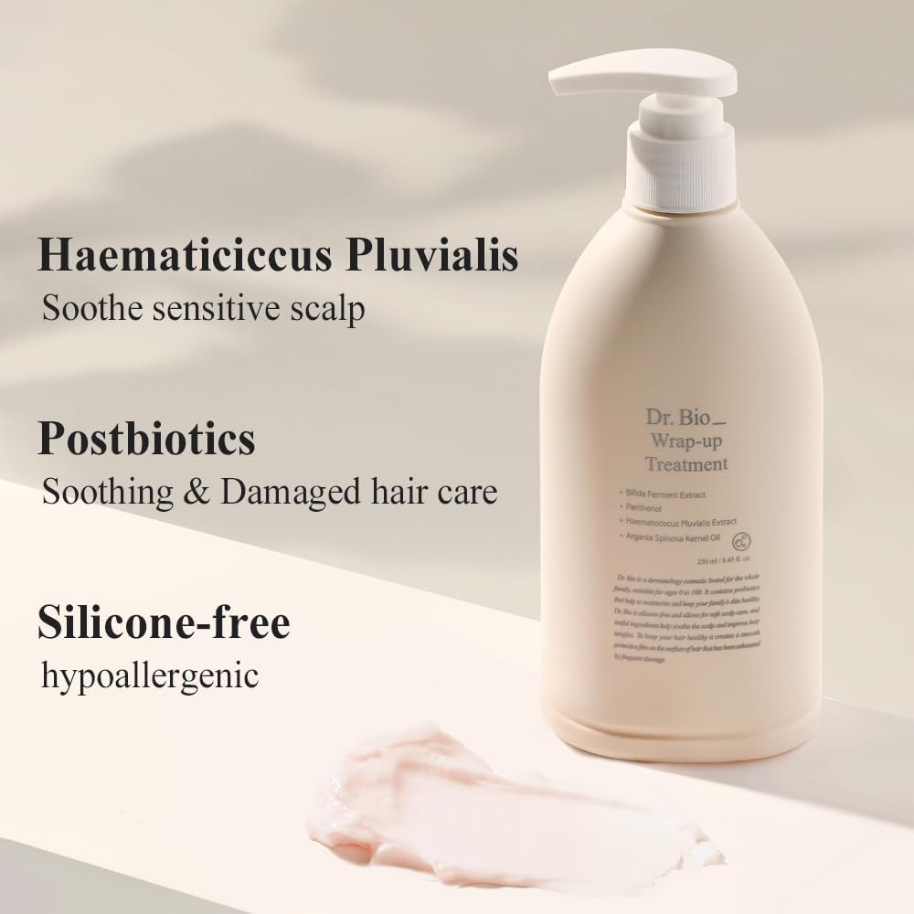 Dr. Bio Wrap-Up Treatment (8.45oz/250ml)| Damaged Hair Repair Treatment, Moisturizing Protein Conditioner for Volume with Probiotics & Amino Acid, Sensitive Scalp Relief, Korean Hair Care, Vegan