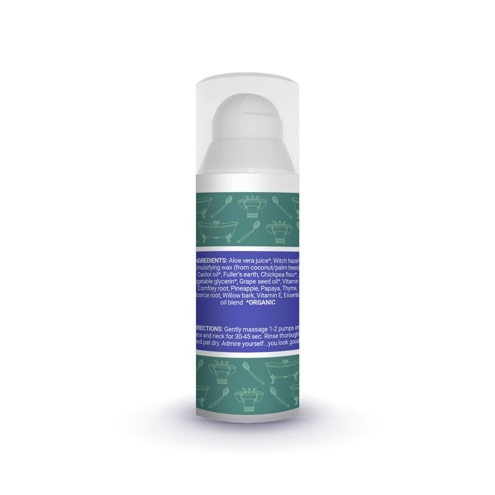 Jivi Exfoliating Face Wash and Acne Cleanser, 1.7 fl. oz, 100% Natural, 91% Organic, Made with Aloe Vera & Fullerââ‚¬â„¢s Earth, Vegan & Cruelty Free (Eucalyptus Mint)