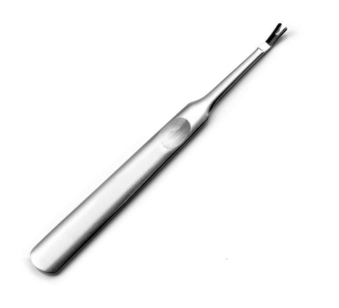 1PCS Stainless Steel 4.6inch Long Professional Cuticle Pusher Nails Cleaner Nipper Clipper Trimming and Cutting Dead Skin Callus Removal Fork Nail Art Manicure Tool for Fingernails and Toenails