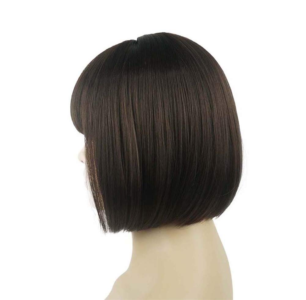 #6-Chestnut Brown: Aimole Short Straight Bob Wig Cute Flat Bangs Synthetic Full Women Wigs(6-Chestnut Brown)