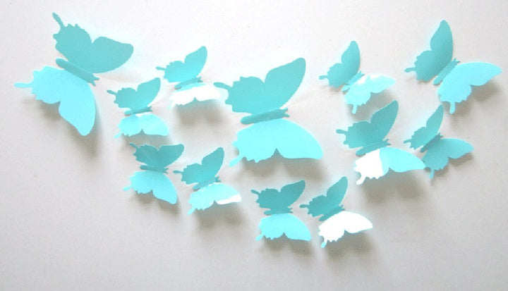 ALLICERE 12Pcs 3D Butterfly Removable Wall Decals DIY Home Decorations Art Decor Wall Stickers Murals for Babys Kids Bedroom Living Room Classroom Office(Color:Pale Blue)