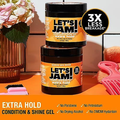 SoftSheen-Carson Let's Jam! Shining and Conditioning Hair Gel by Dark and Lovely, Extra Hold, All Hair Types, Styling Gel Great for Braiding, Twisting & Smooth Edges, Extra Hold, 4.4 oz