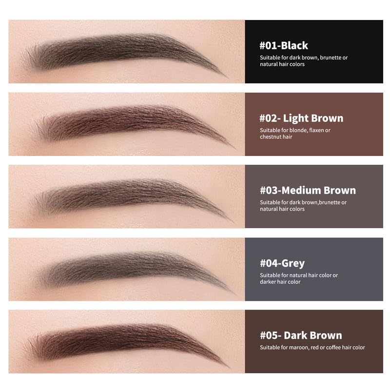 Berinist 12Pcs Dark Brown Eyebrow Set, Retractable Eyebrow Pencil with Brow Brush, Professional Shaping and Filling, Waterproof Long-lasting