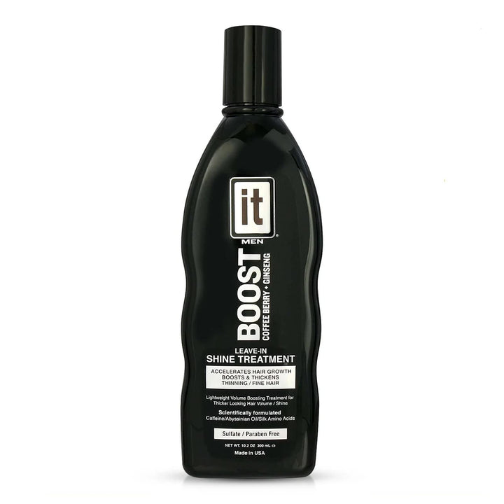 BOOST IT Leave-In Shine Treatment for Men | Hair Growth, Thicken Thinning & Fine Hair | Sulfate & Paraben, 10.2oz
