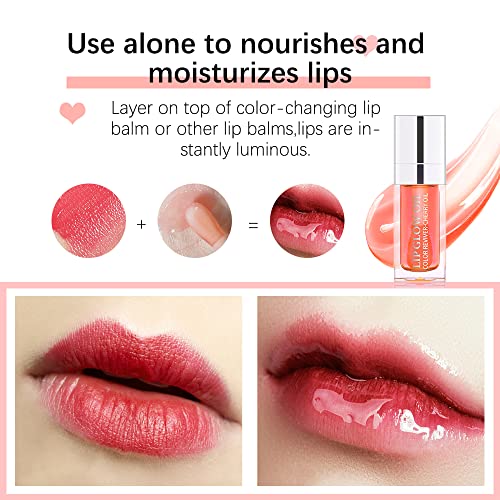 Sokgo Hydrating Lip Glow Oil, Plumping Lip Oil Gloss, Transparent Lip Balm, Natural Lip Plumper Gloss Make Lips Fuller and Moisturizing (Cherry)