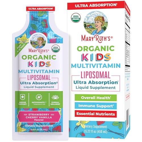 MaryRuth Organics Multivitamin for Kids | Sugar Free Multivitamin | Liquid Vitamins | Immune Support Supplement | Cognitive Health & Overall Wellness | USDA Organic | Vegan | Non-GMO | 1 Serving