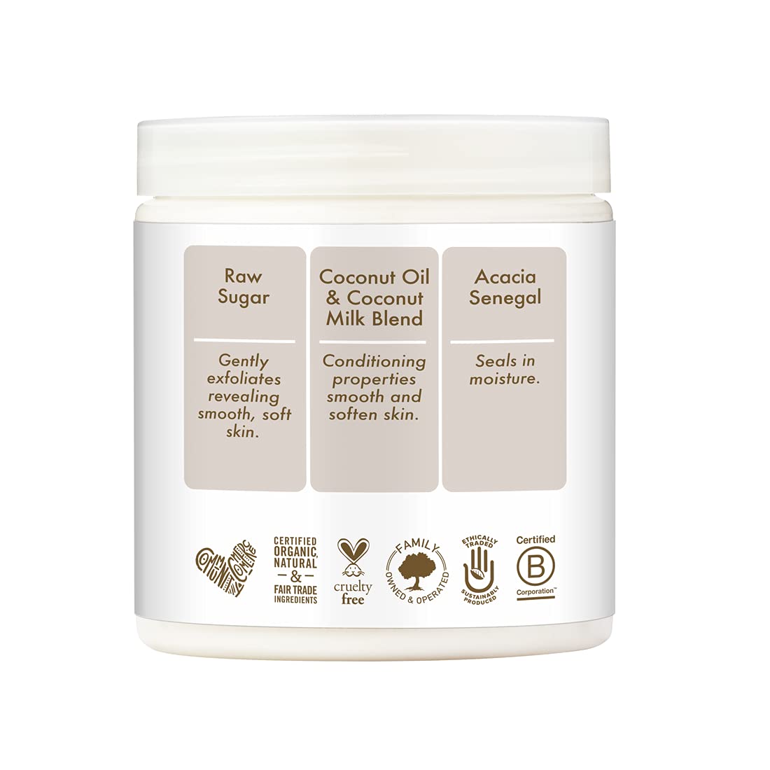 SheaMoisture Daily Hydration Crème Sugar Scrub Care for Dry Skin 100% Virgin Coconut Oil Acacia Senegal Exfoliating Scrub, Coffee, 8 Oz