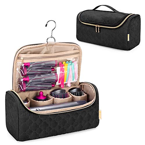 Yarwo Travel Case Compatible for Dyson Airwrap Complete Styler All Models and Attachments, Portable Storage Bag with Hanging Hook for Hair Curler Accessories, Black (Patented Design)