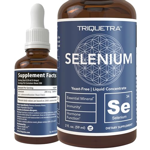Selenium - 200 mcg, Selenomethionine Form, 300 Servings - Vegan, Glass Bottle, Yeast Free - Sublingual Liquid Concentrate - Antioxidant, Supports Immunity, Thyroid Health (2 oz.)
