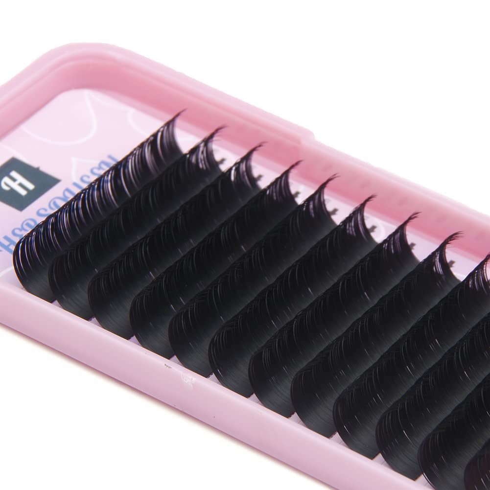 HERSQUEEN 0.15-C, 13Mm Length: 15 Ellipse Eyelash Extensions Matte Black Flat Lashes Cashmere Faux Mink Individual Eyelash Extensions Ellipse Lash C Curl D Curl Faux Mink Volume Semi Perma
