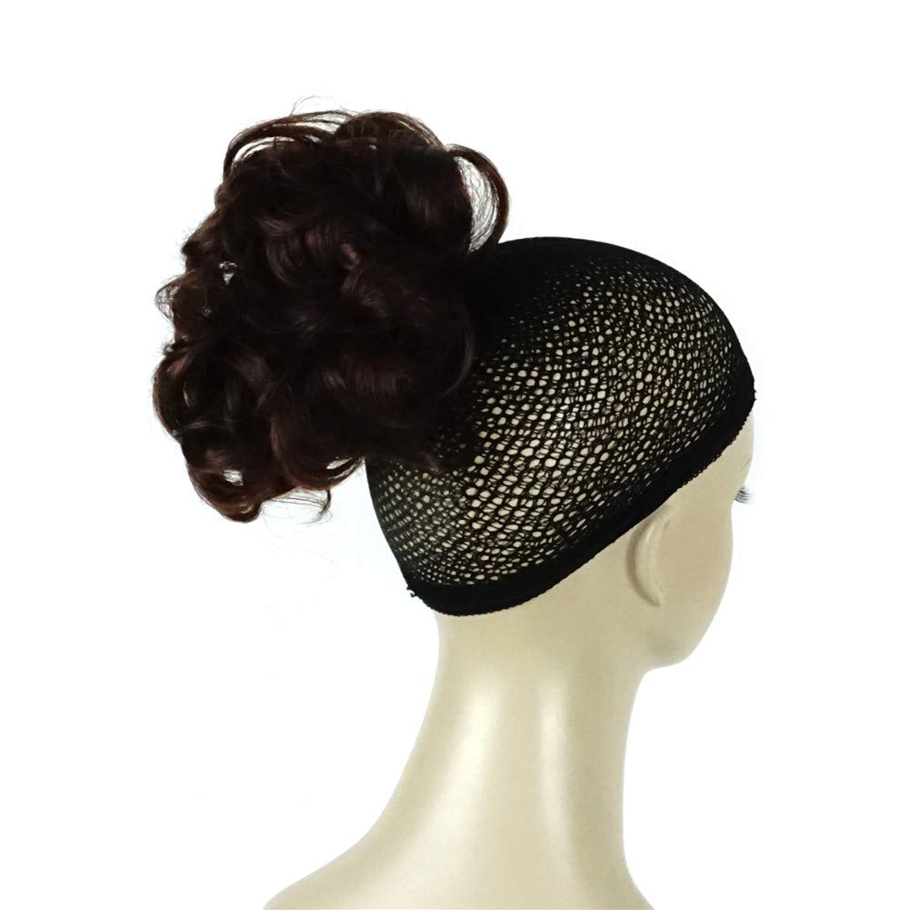 33# Dark Auburn: Lydell Short Ponytail Hair Extension Wavy Synthetic Hair-Piece With Jaw Claw (33# Dark Auburn)